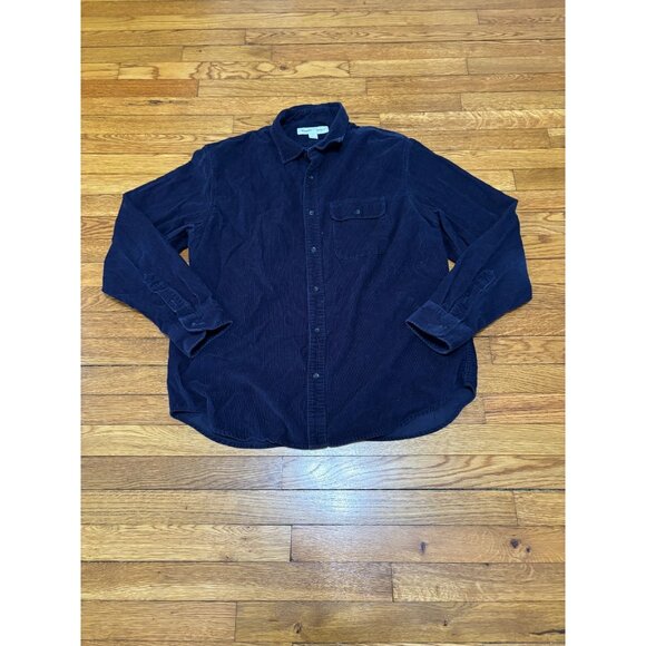 Old Navy Mens Corduroy Button Down Shirt Size XL Navy Blue 100% Cotton - Picture 1 of 5